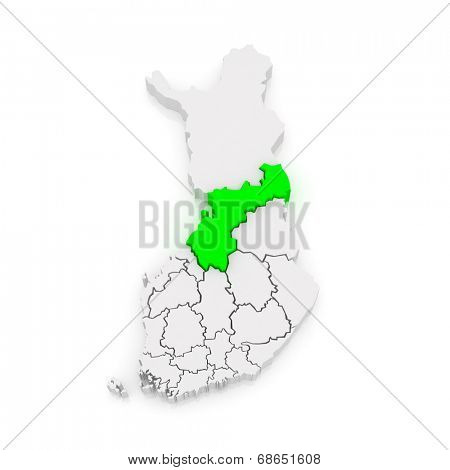 Map of Northern Ostrobothnia. Finland. 3d