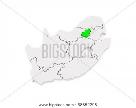 Map of Gauteng (Johannesburg). South Africa. 3d