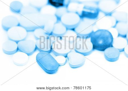 Different medical tablets in monochrome color