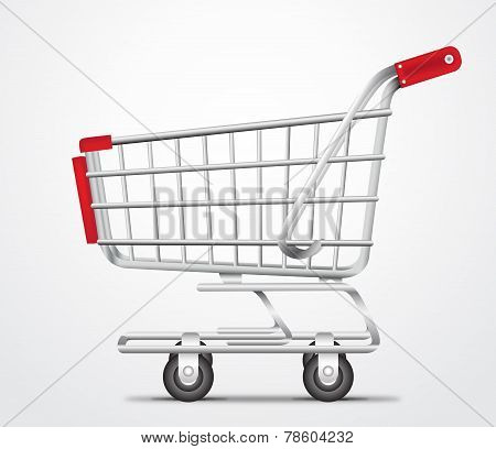 Empty Shopping Cart Trolley Vector in isolated White Background