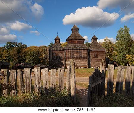 Wooden old house in Kiev museum
