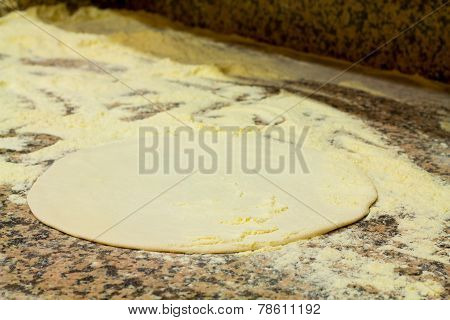 Dough Paved For Make A Pizza