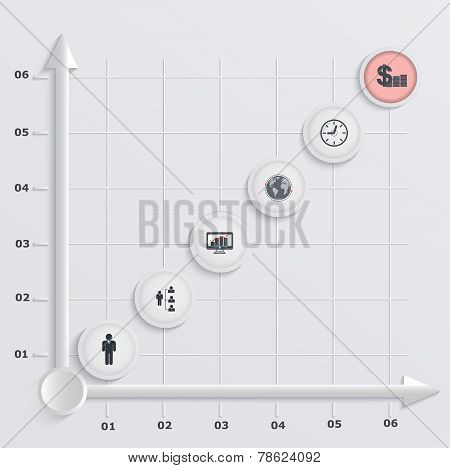 Paper Stepwise Economic Graph. Infographics
