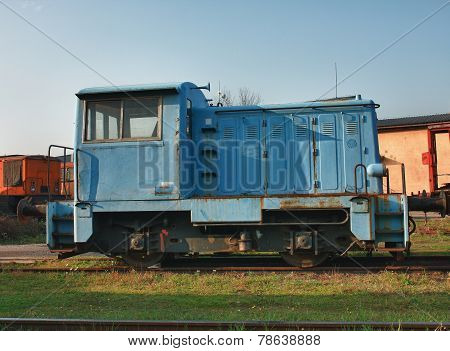 Old Abandoned  Trains At  Depot In Sunny Day