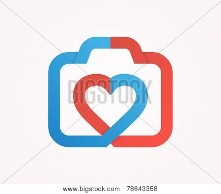 Colorful photo camera with heart lens