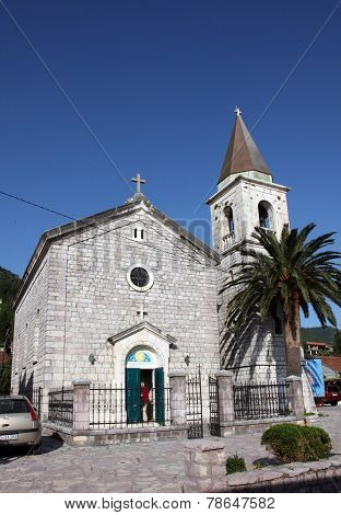 DONJA LASTVA, MONTENEGRO - JUNE, 08: Catholic Church of Saint Roch, on June 08, 2012, in Donja Lastva, Montenegro