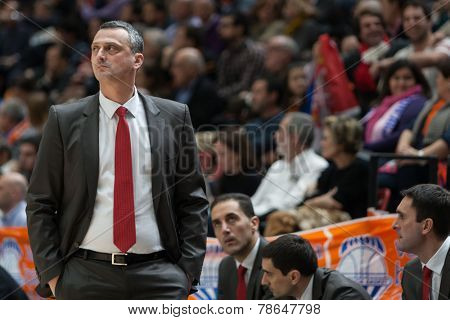 VALENCIA, SPAIN - DECEMBER 5: Dejan Radonjic during Euroleague match between Valencia Basket Club and Crvena Zvezda Telekom Belgrade at Fonteta Stadium on Dicember 5, 2014 in Valencia, Spain