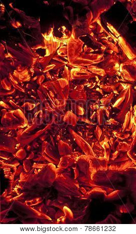 red-hot coals