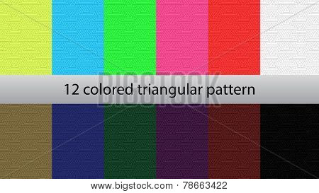 12 colored triangular patterns