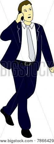 Business Man On Mobile
