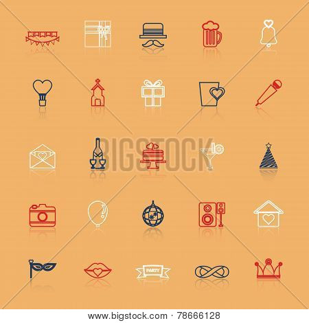 Happy Anniversary Line Icons With Reflect