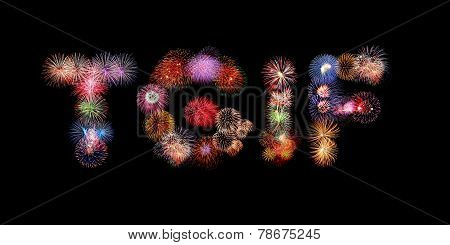 Tgif Word Text Colorful Fireworks