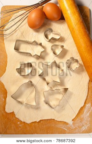 Dough, Cookie Forms, Eggs And Eggbeater