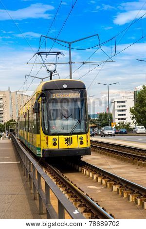 Modern Tram In Dresden