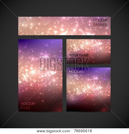 set of vector visual corporate identity with holiday shiny backg