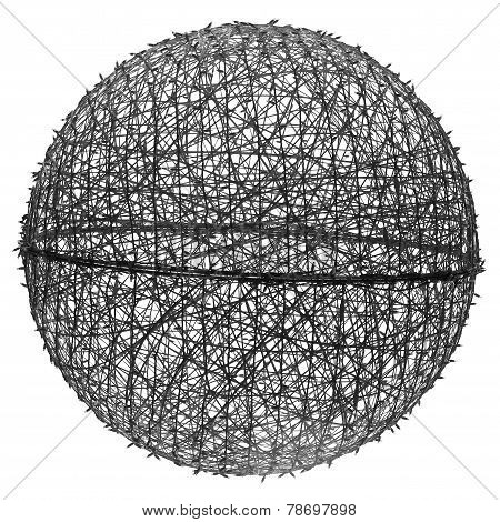 Huge Ball With Christmas Lights On White Background