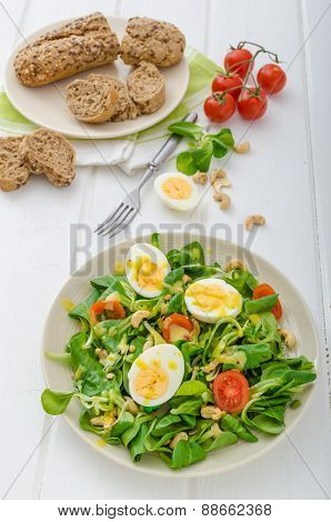 Lamb's Lettuce Salad With Eggs And Nuts