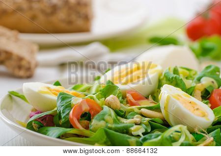 Lamb's Lettuce Salad With Eggs And Nuts
