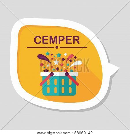 Shopping Basket Flat Icon With Long Shadow,eps10
