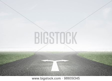 Concept of choice with crossroads spliting in two ways