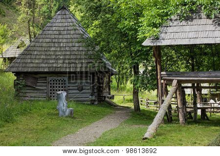 Old traditional wooden house.