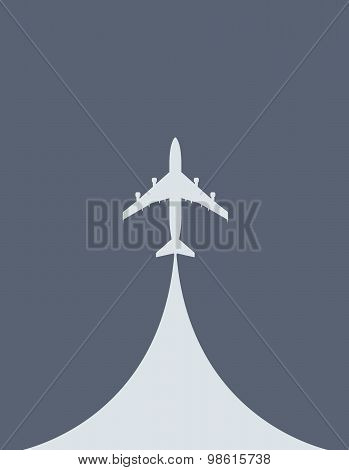Aircraft during the takeoff - silhouette of airliner top view