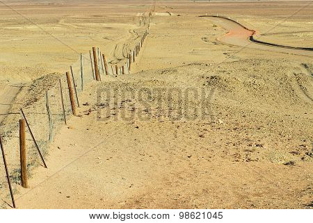 Dingoe fence in the Australian Outback.