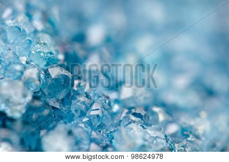 Blue Crystals Agate Sio2. Macro