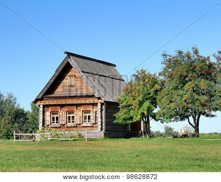 Old Russian national wooden house - izba