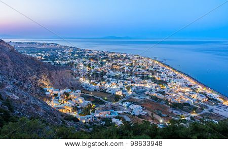 Evening Lights Of Kamari, Santorini