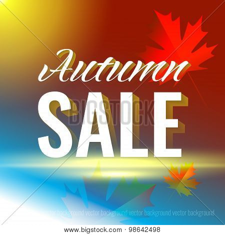 Autumn background with maple leaves and the inscription discount