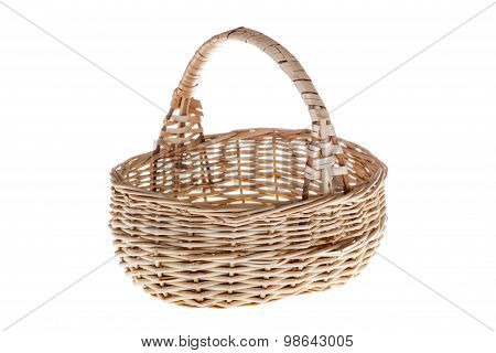 Close-up of isolated strawy basket on white background