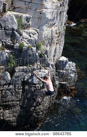 Climbing Man And Sea