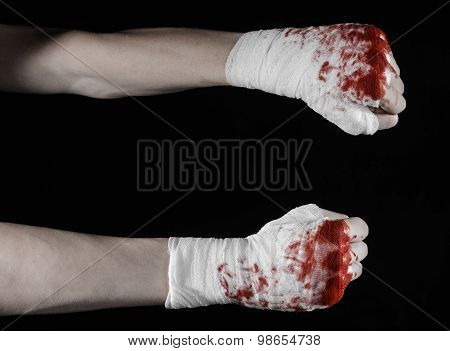 Shook His Bloody Hand In A Bandage, Bloody Bandage, Fight Club, Street Fight, Violence, Bloody Theme