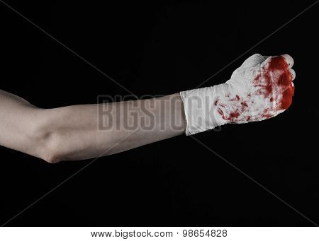 Shook His Bloody Hand In A Bandage, Bloody Bandage, Fight Club, Street Fight, Violence, Bloody Theme