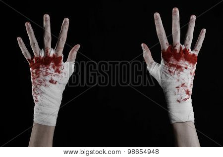 Shook His Bloody Hand In A Bandage, Bloody Bandage, Fight Club, Street Fight, Violence, Bloody Theme