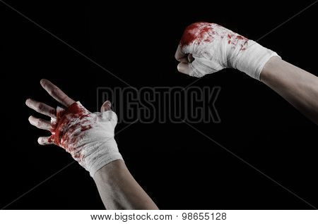 Shook His Bloody Hand In A Bandage, Bloody Bandage, Fight Club, Street Fight, Violence, Bloody Theme