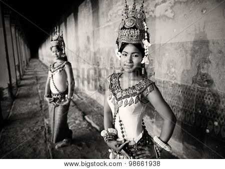 Traditional Aspara Dancers Siem Reap Cambodia Concept