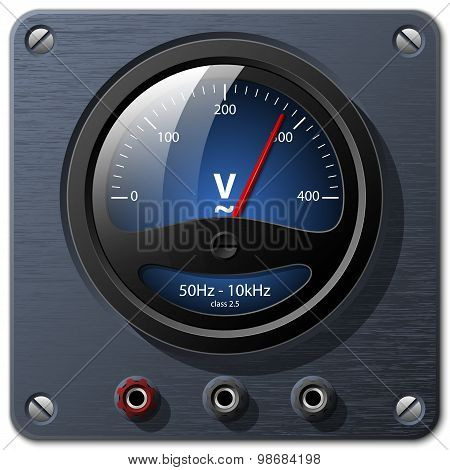 Vector Voltmeter On The Dark Metal Plate