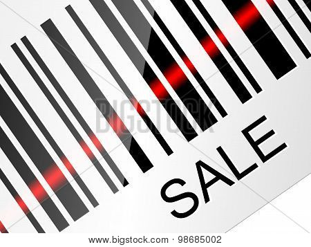 Closeup Barcode Sticker With Sale Tag. Vector