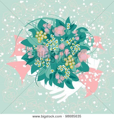 Romantic Background With Floral Wedding Bouquet.