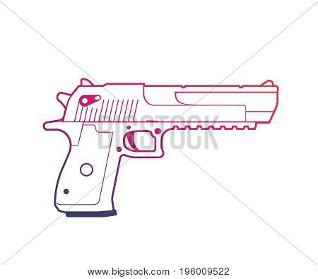 pistol outline over white, handgun, powerful gun vector illustration, eps 10 file, easy to edit