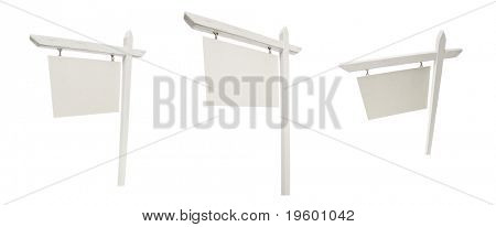 Ensemble de 3 signes différents angle blanc immobilier avec Clipping Path isolé on White.
