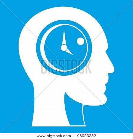 Time management icon white isolated on blue background vector illustration