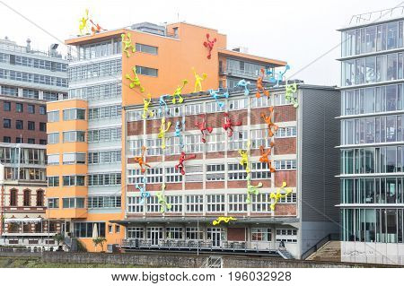 DUSSELDORF, GERMANY - FEBRUARY 22, 2016: Media harbor of Dusseldorf the capital city of the German state of North Rhine-Westphalia and the seventh most populous city in Germany