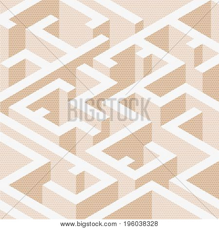 Abstract background in isometric style. A geometric maze. Texture of halfones.