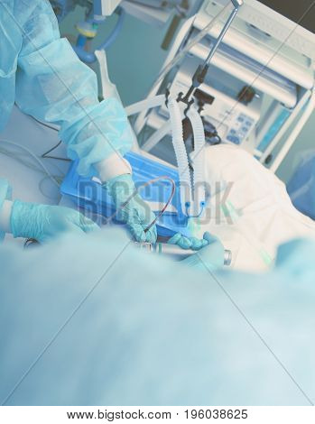 Intensive care unit's team of specialists. Macro photo