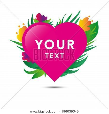 Heart with plants and flowers. Wedding invitation. Vector.