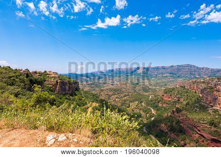 Mountain Landscape Around Siurana De Prades, Tarragona, Catalunya, Spain. Copy Space For Text.