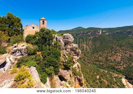 View Of The Romanesque Church Of Santa Maria De Siurana, In Siurana De Prades, Tarragona, Catalunya,
